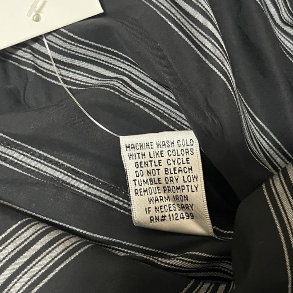 TailorByrd Mens Dress Shirt Medium Black White Stripe Contrast Cuff 100% Cotton - Picture 8 of 9